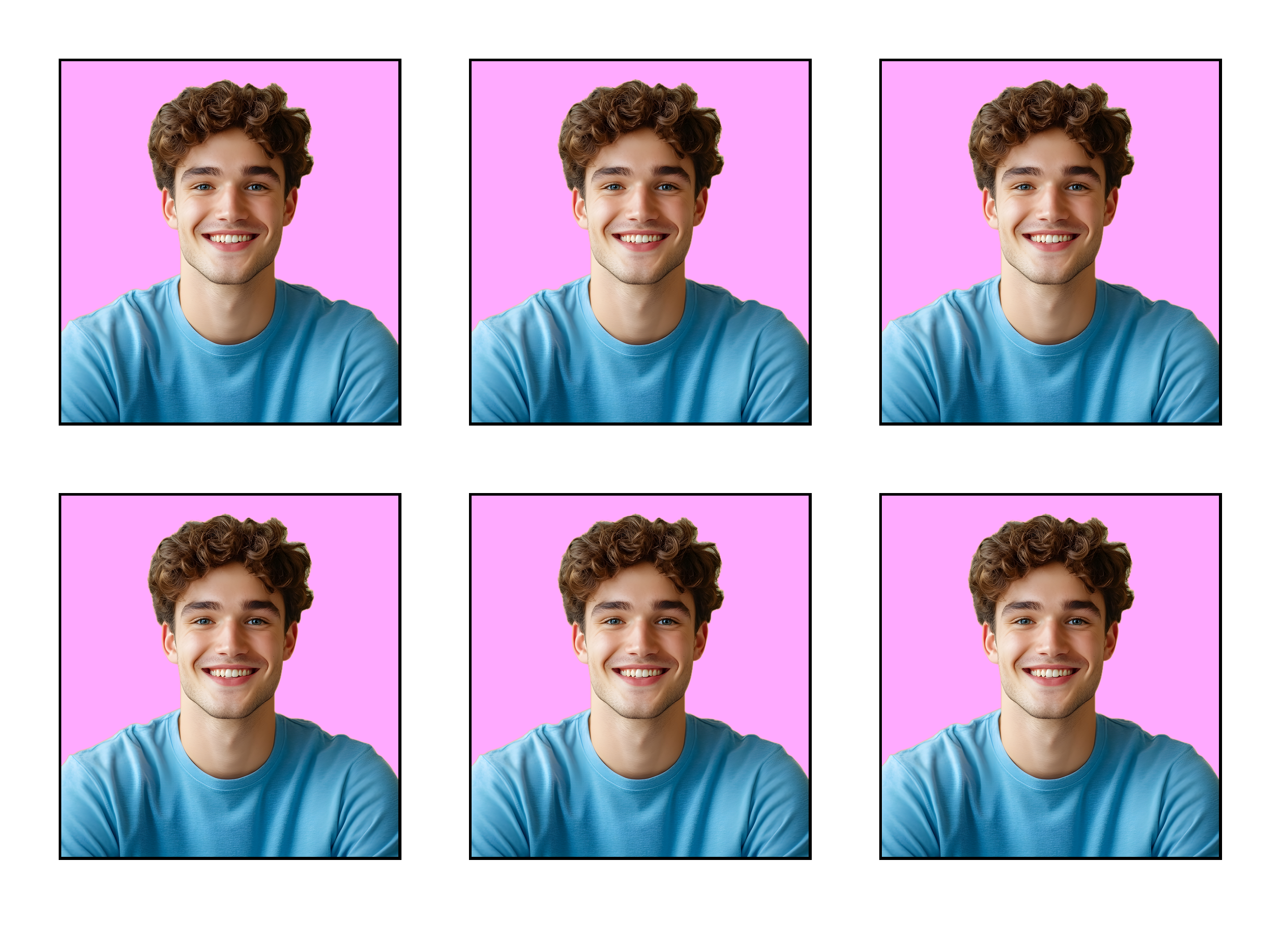 Page layout grid showing 6 photos arranged in 2 rows of 3